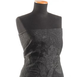 Dekorační tkanina secese Mucha černá/stříbrná