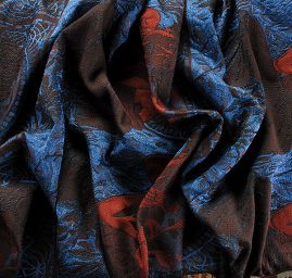 Dekorační tkanina secese Mucha modrá/hnědá