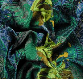 Dekorační tkanina secese Mucha zelená/modrá