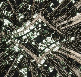 Krajka tylová s flitry zelenozlatá