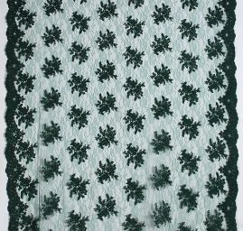 Krajka na vzorovém tylu květy zelená/tm.zelená