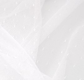 Efektní tyl s vyšitými puntíky jemný v bílé barvě
