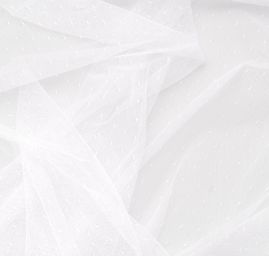 Efektní tyl s vyšitými puntíky jemný v bílé barvě