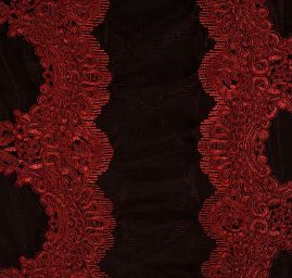 Krajka vlnková výšivka na tylu vínová