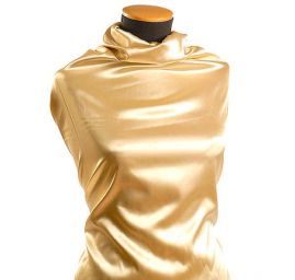 Satén pružný tm. zlatobéžový 