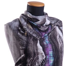 Kupón pletenina úplet tisk vesta/šaty