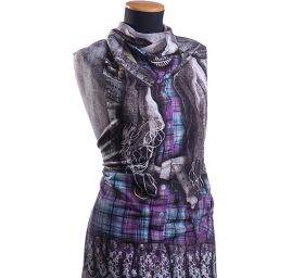 Kupón pletenina úplet tisk vesta/šaty 3 kupóny za cenu 2 kupónů