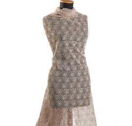 Efektní hrubá krajka vzor květů béžová