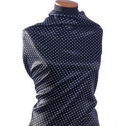 Pružný satén motiv puntíků bílá/černá