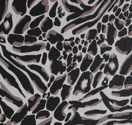 Šifon plisé zvířecí motiv černohnědý