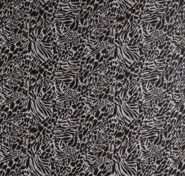 Šifon plisé zvířecí motiv černohnědý