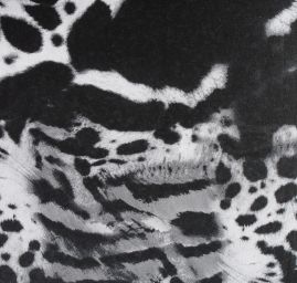 Šifon jemný zvířecí motiv černá šedá