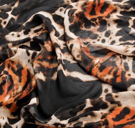 Šifon jemný zvířecí motiv černá hnědá