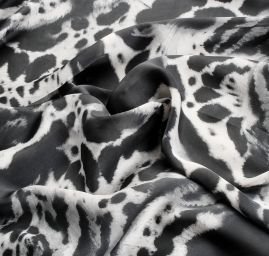 Satén matný umělé hedvábí zviřecí vzor černobílý