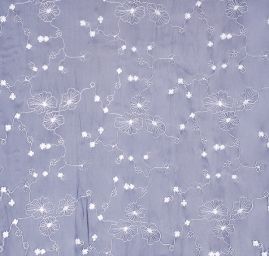 Vyšívaný tyl květy smetanová/černá