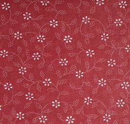 Bavlněná látka modrotisk lístečky kytička vínová