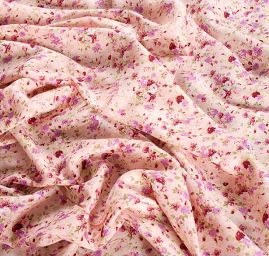 Viskozová letní látka kytičkový motiv růžová