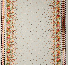 Šifon vzor květy/vlnky smetanový