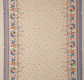 Šifon vzor květy/vlnky šedobéžový