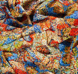 Šifon jemný vzor motýlci mozaika červený