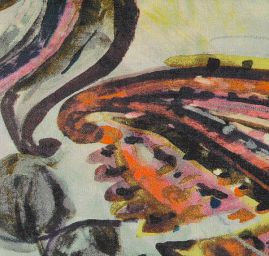 Šifon jemný paisley motiv bordura pastel zelený