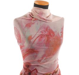 Šifon jemný paisley motiv bordura pastel vínový