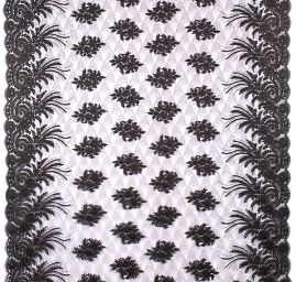 Efektní krajka výšivka na tylu černá