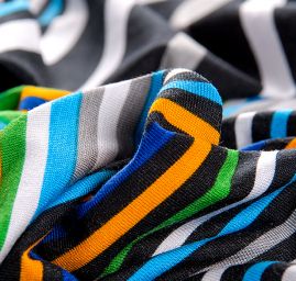 Viskozový úplet proužky modrý