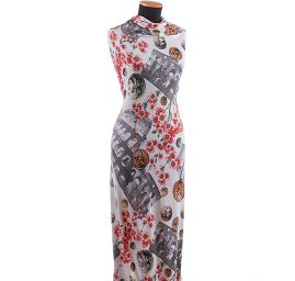 Letní úplet digitální tisk motiv mince koloseum květy