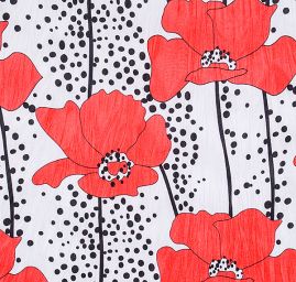 Letní úplet digitální tisk motiv puntíky a vlčí máky