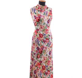 Viskozový úplet květinový motiv smetanový  II.jakost