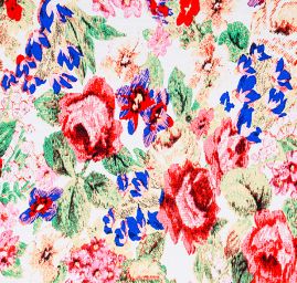 Viskozový úplet květinový motiv smetanový  II.jakost