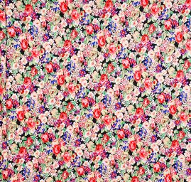 Viskozový úplet květinový motiv černý podklad