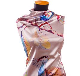 Satén nepružný vzor páv