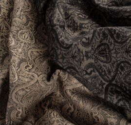 Žakárová tkanina romantický vzor béžová/hnědá