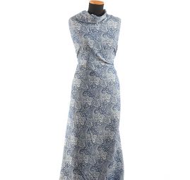 Žakárová pružná látka paisley/kašmírový vzor modrá