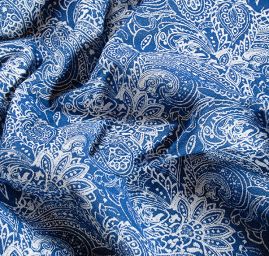 Žakárová pružná látka paisley/kašmírový vzor modrá