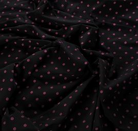Žoržetový úplet vzor puntík starorůžová/černá