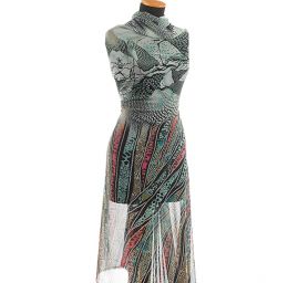 Šifon jemný zvířecí motiv tyrkysovorůžové