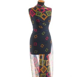 Šifon jemný geometrický motiv sleva na kvalitu II.jakost