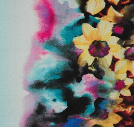 Jemný šifon vzor rozpité květy blankytně modrý