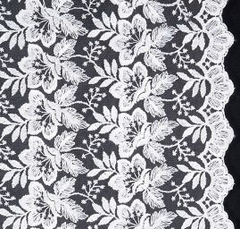 Krajka výšivka na tylu velký květ smetanová