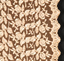 Krajka výšvika na tylu drobný květinový motiv meruňková