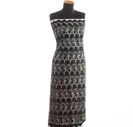 Krajka výšivka na tylu květy černá