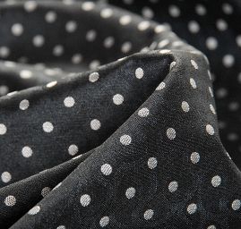 Žakárový taft puntiky černo/šedý