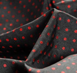 Žakárový taft puntiky červeno/černý