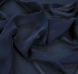 Žoržet jednobarevný hladký tm. modrý