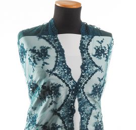 Krajka na tylu tyrkysová výšivka květin