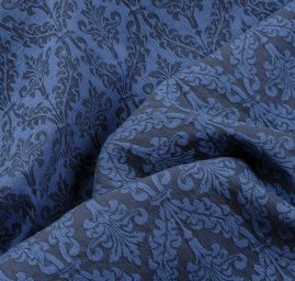 Žakárová látka ornament tm.modrá