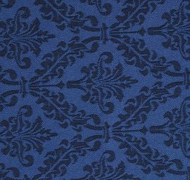 Žakárová látka ornament tm.modrá